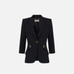 Jacket in double layer stretch crêpe fabric with logo details