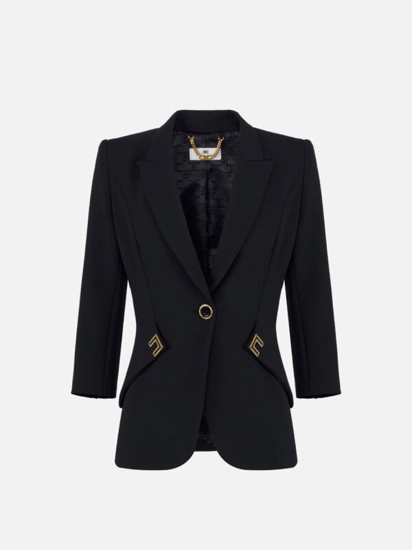 Jacket in double layer stretch crêpe fabric with logo details
