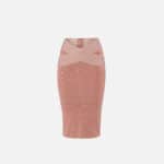 Knit fabric skirt with striped bands