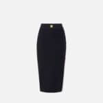 Skirt in knit fabric with shiny viscose bands