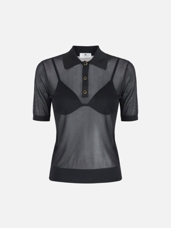 Nylon polo shirt with bra