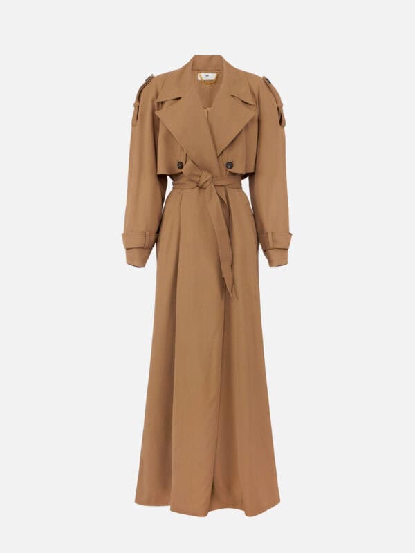 Flowing gabardine trench coat