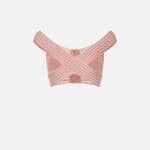 Knit fabric top with striped bands
