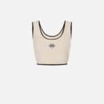 Top in bouclé chenille fabric with contrasting details
