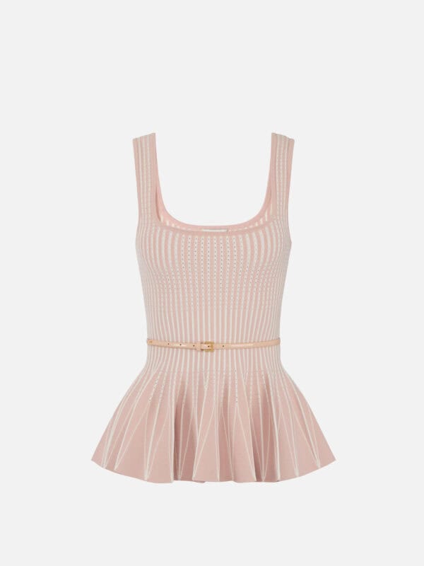 Two-colour top in knit fabric