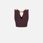 Top in double layer stretch crêpe with jewel neckline