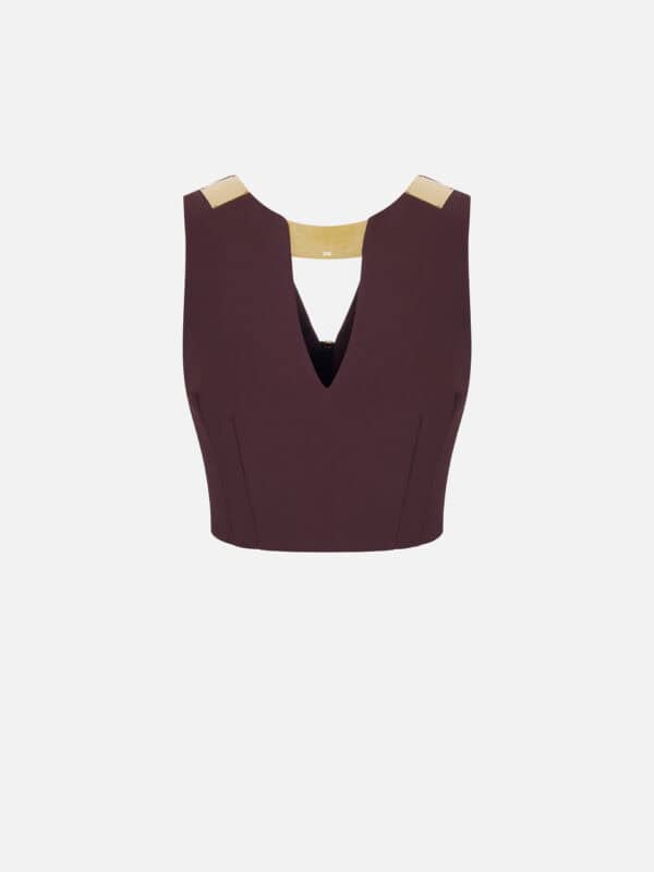 Top in double layer stretch crêpe with jewel neckline