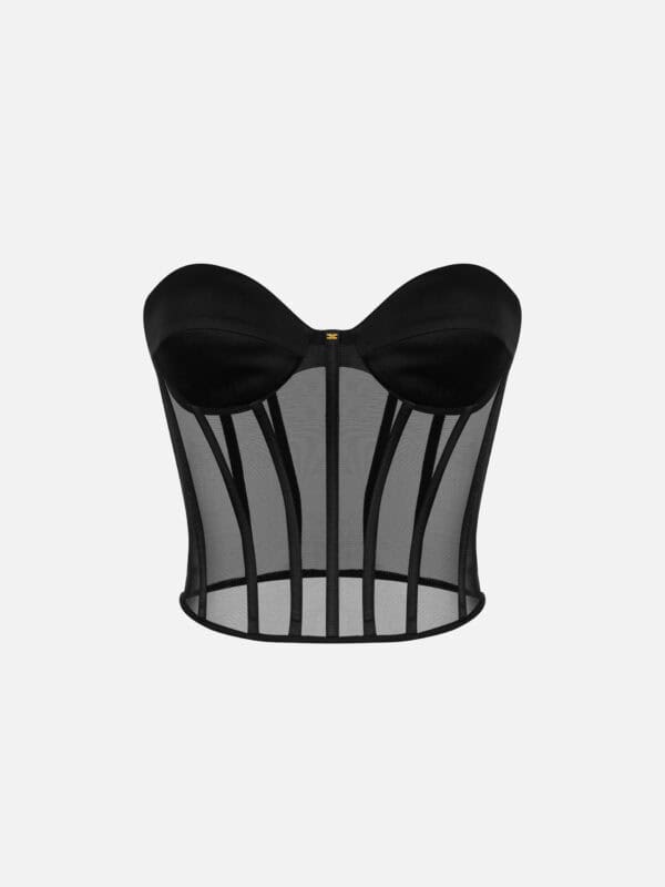 Tulle and satin bustier top
