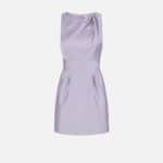 Dress in duchess satin fabric with logo details