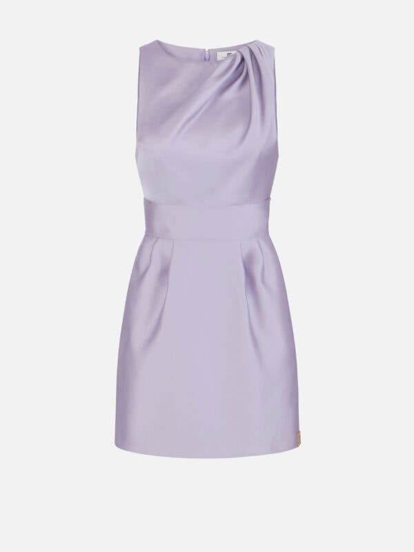 Dress in duchess satin fabric with logo details