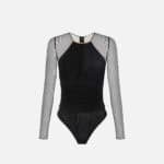 Lightweight crêpe jersey bodysuit with jewel detail