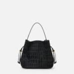 Crocodile print suede bag