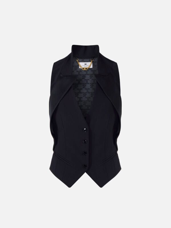 Waistcoat in lightweight crêpe fabric with satin lapels