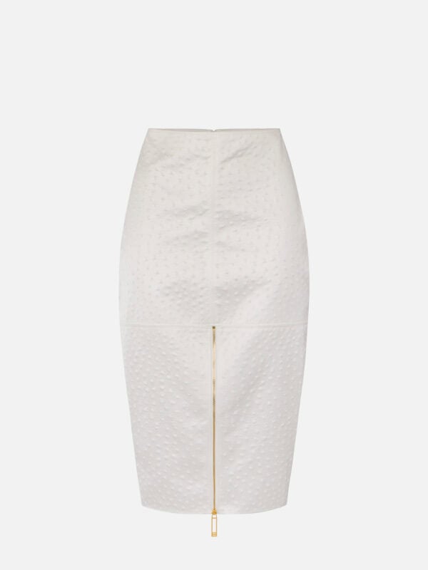Skirt in taffeta fabric with ostrich print