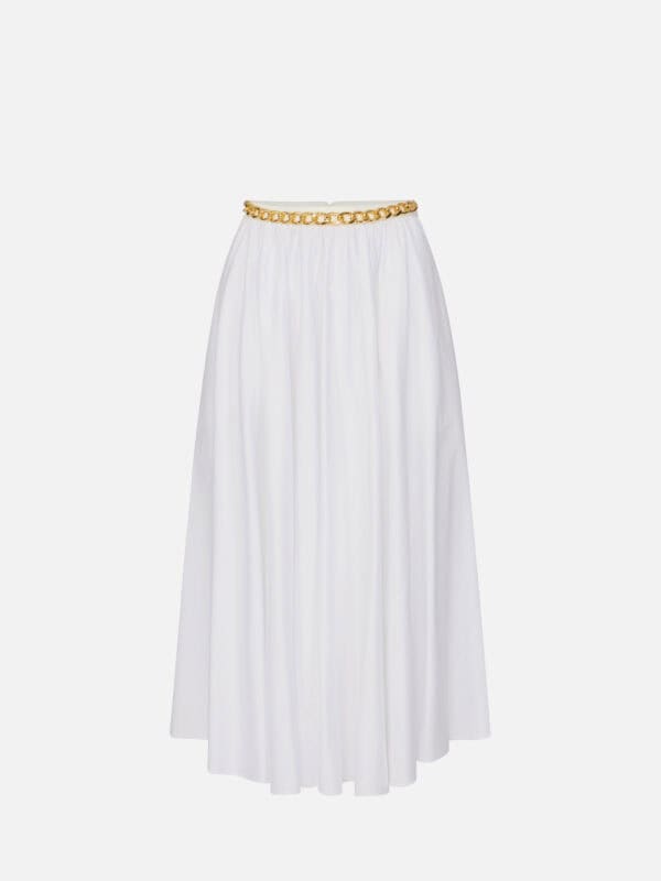 Stretch cotton skirt with jewel detail