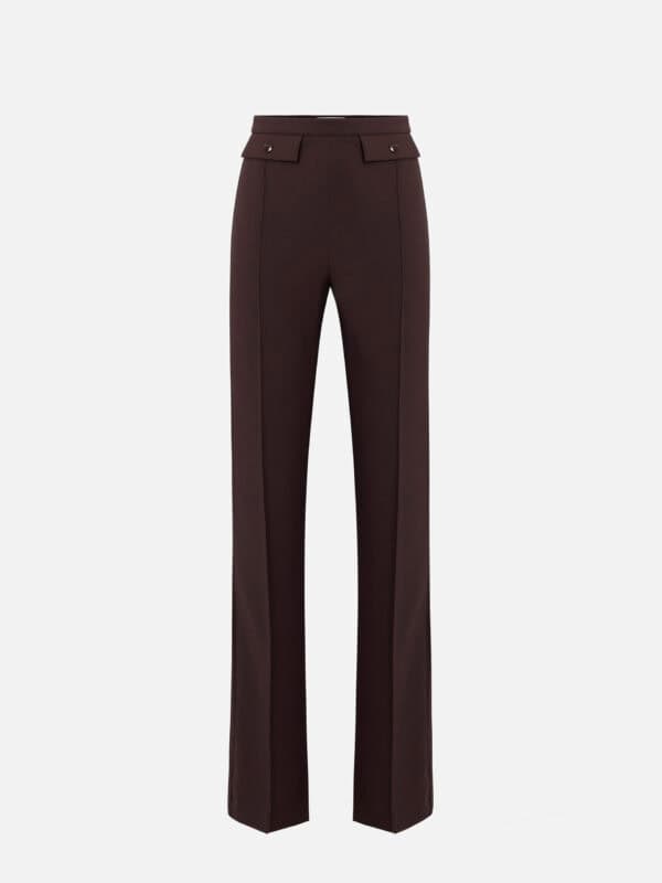 Trousers in lightweight crêpe and satin fabrics