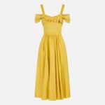 Stretch cotton dress with jewel chain