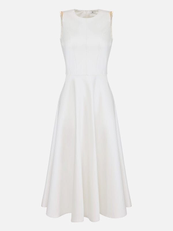 Duchess satin dress with jewel details on the shoulders