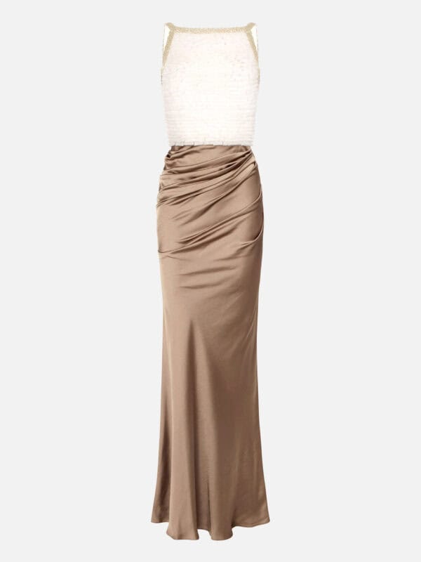 Red Carpet dress in satin and tulle fabrics