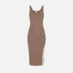 Dress in knit fabric with shiny viscose bands