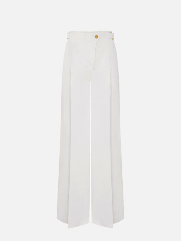 Linen-blend trousers with straps