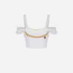 Stretch cotton top with necklace