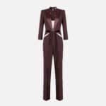Jumpsuit in lightweight crêpe fabric with two-colour cut-outs