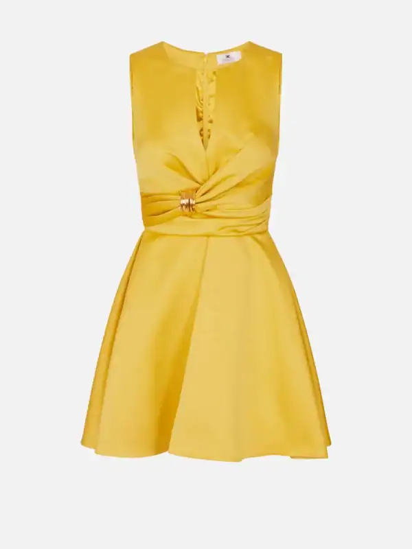 Duchess satin dress with jewel detail