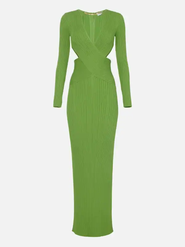Red Carpet dress in openwork knit fabric with jewel detail